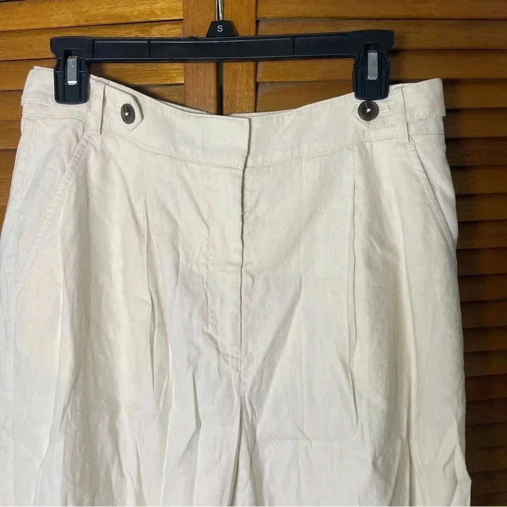 Meave By Anthropologie Long Lined Linen Blend Ivory Shorts Size 8 - Picture 4 of 9